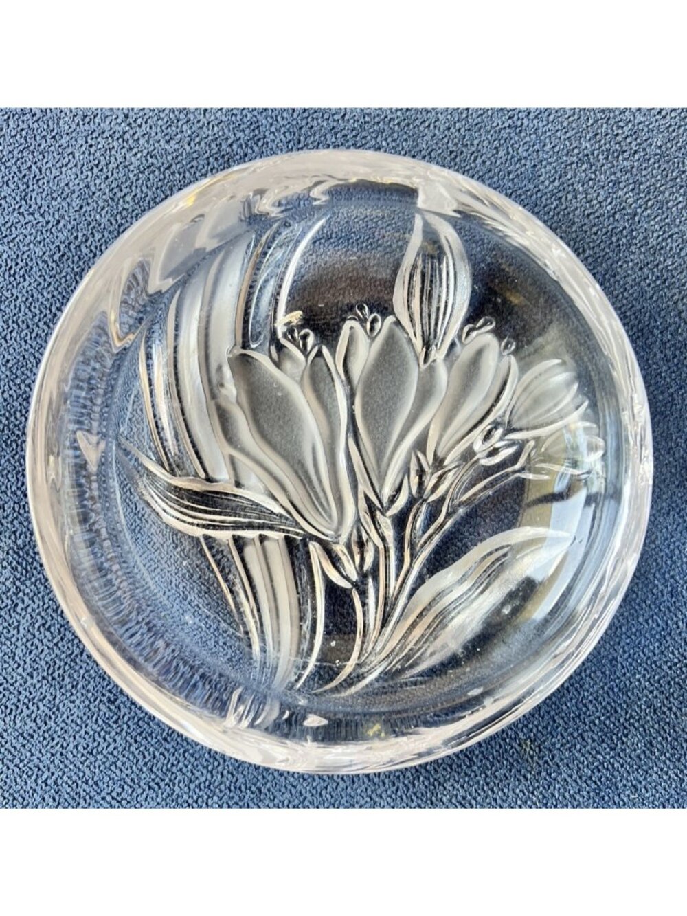 MIKASA Parisian Iris Candy Dish Clear Frosted Round Glass 5" Trinket Key Holder